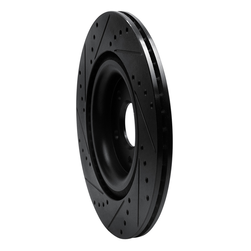 Jaguar F-Type Brake Rotor (1) - Rear Right - R1 Concepts - Drilled & Slotted - Black - `14-`21